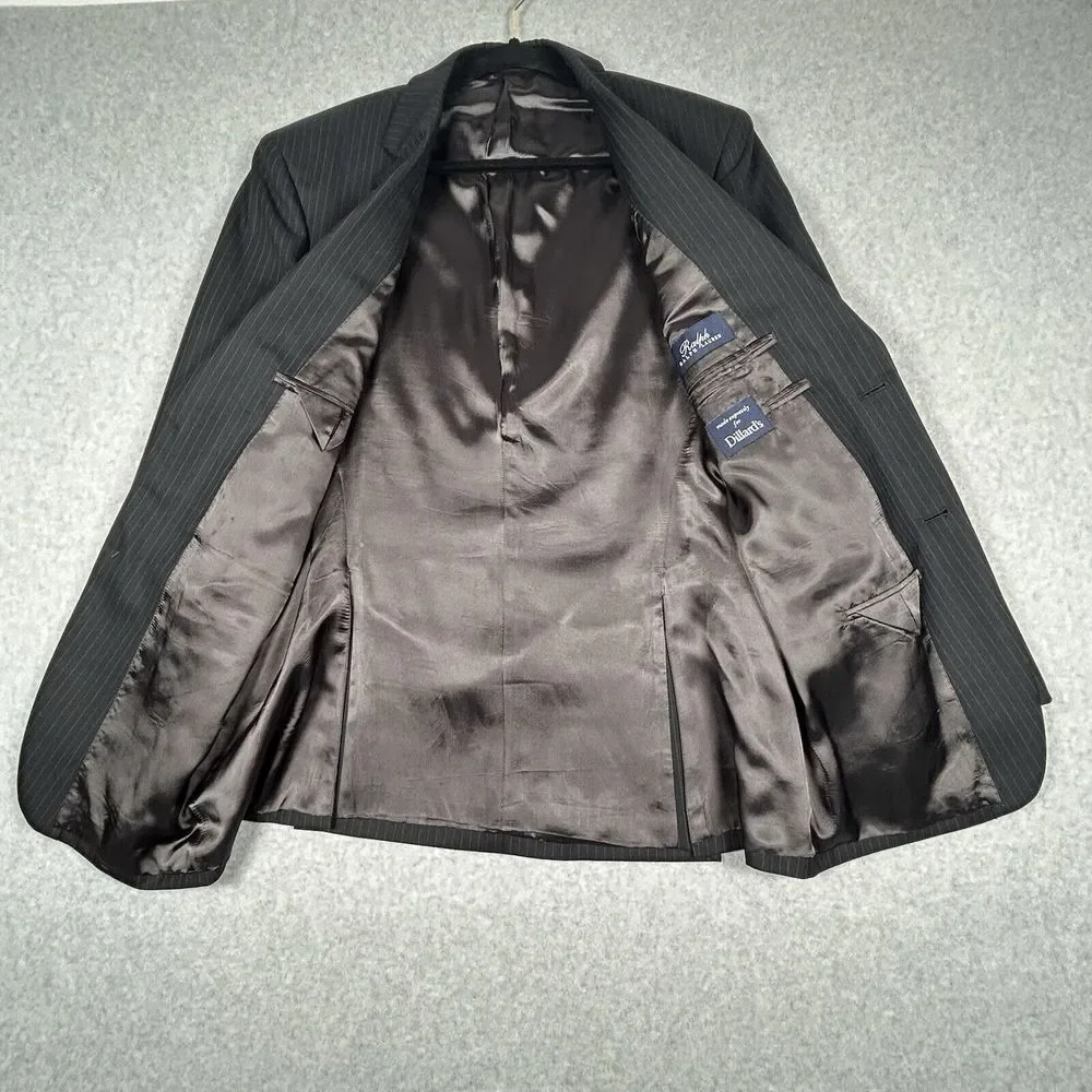 Ralph Lauren Luxury Black Pin-Stripe Men Blazer 100% Wool 40R EUC‎